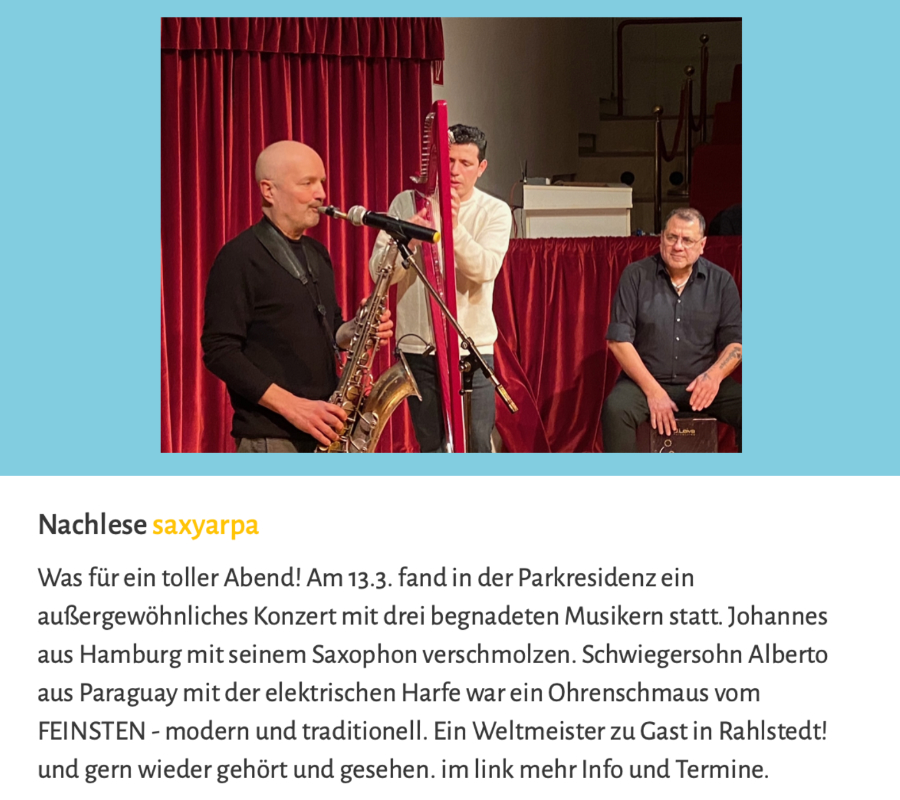 saxyarpa, Konzert, Theater der Parkresidenz Rahlstedt
